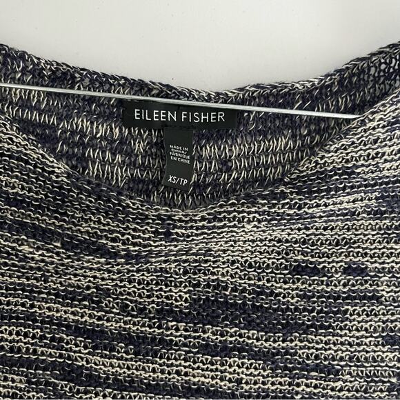 Eileen Fisher Navy and White Organic Linen Sweater Tank Top XS EUC - Picture 2 of 7